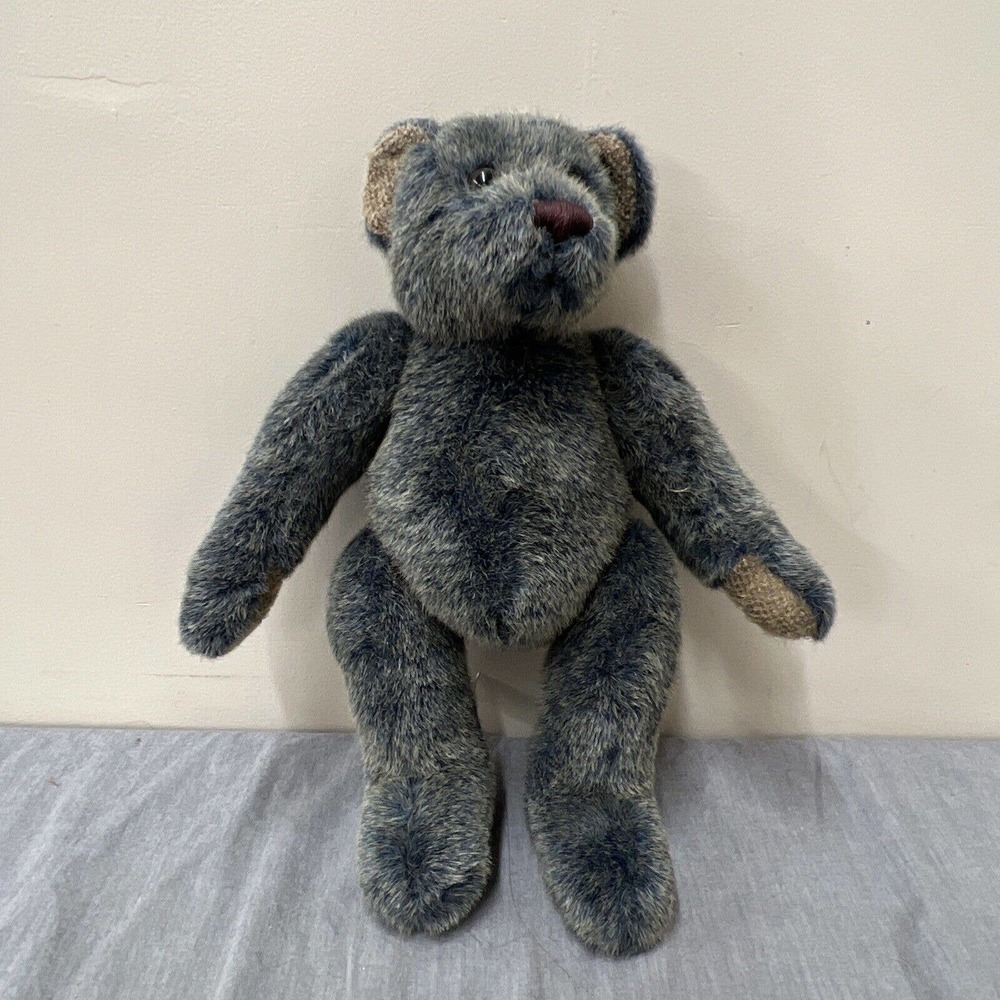 Knickerbocker Jointed Blue Beige Bear 12" Brown Eyes EUC Clean Vtg Classic FS